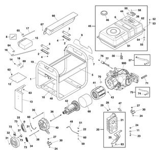 Main Unit Diagram and Parts List for 030749-01  Briggs and Stratton Generator